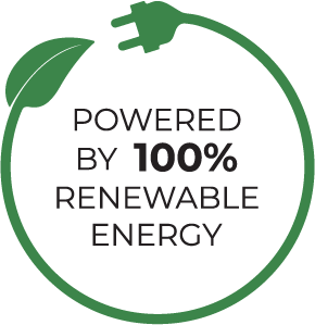 Powered by 100 percent renewable energy